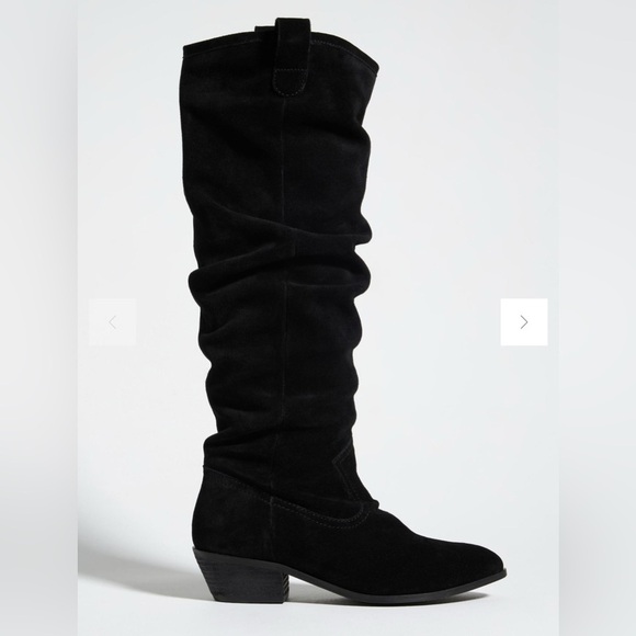 ANTHROPOLOGIE TALL KNEE HIGH TALL SCRUNCH BOOTS SUEDE BLACK SIZE 8.5 NEW - Picture 3 of 10